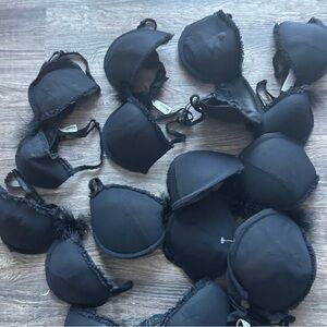 10 Delicates Elegant Black Women's Faix Fur Padded Push Up Bra Collection LOT